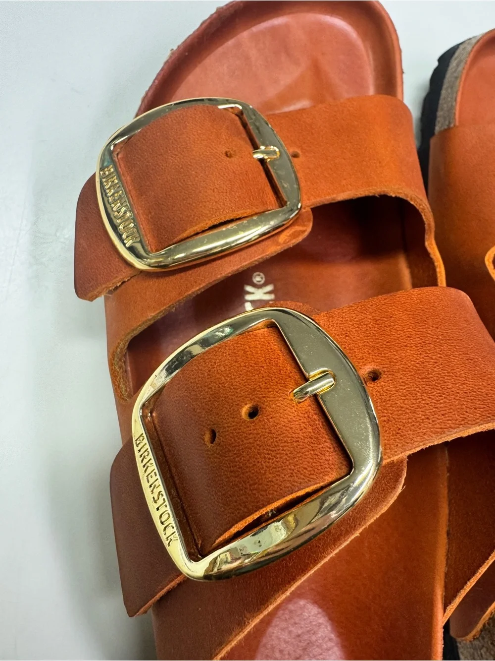 Birkenstock Arizona Big Buckle Leather Slides Burnt Orange Double Strap Size 40 - Picture 5 of 12
